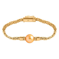 Bali Legacy South Sea Golden Cultured Pearl and Lab Grown Diamond Bracelet in 22K Vermeil Yellow Gold Over Sterling Silver (6.50 In)