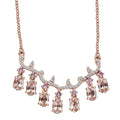 D'Joy Premium Marropino Morganite and Multi Gemstone 3.90 ctw Wisteria flower Garland Necklace in 18K Vermeil Rose Gold Over Sterling Silver 18 Inches - Sticky add to cart bar