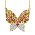 GP Trionfo Collection Multi-Tourmaline and White Zircon 4.70 ctw Butterfly Necklace in 18K Vermeil Yellow Gold Over Sterling Silver 18-20 Inches - Sticky add to cart bar