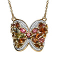 Multi-Tourmaline and Moissanite 3.40 ctw Butterfly Necklace in 18K Vermeil Yellow Gold Over Sterling Silver 18 Inches - Sticky add to cart bar
