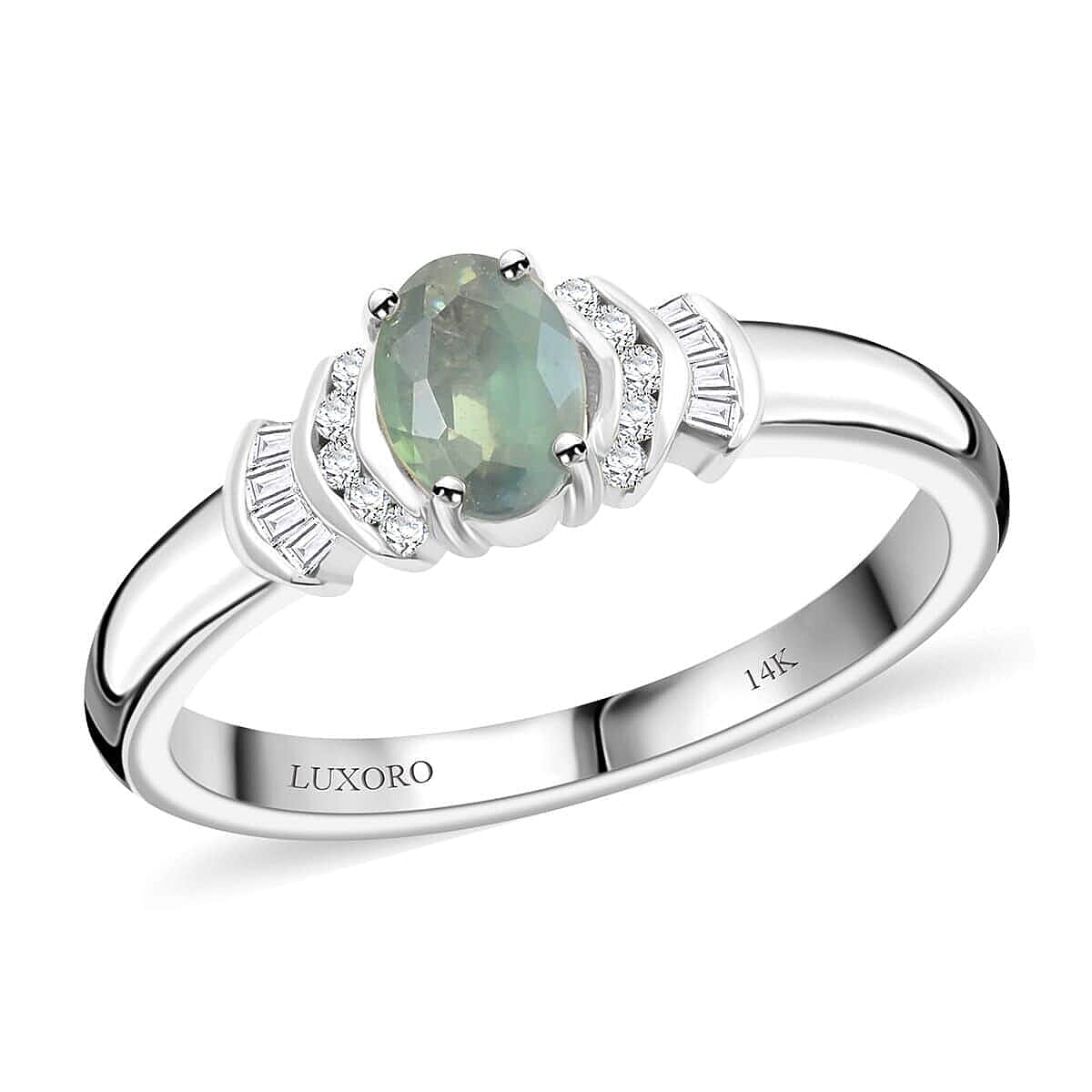 Luxoro 14K White Gold AAA Narsipatnam Alexandrite and G-H I3 Diamond Ring (Size 6.0) 0.90 ctw