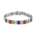Multi Gemstone 2 Row Tennis Bracelet in Platinum Over Sterling Silver (7.50 In) 29.10 ctw - Sticky add to cart bar