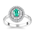 AAA Boyaca Colombian Emerald, Diamond (0.30 cts) Verdant Halo Ring in Rhodium Over Sterling Silver (Size 10.0) 0.60 ctw - Sticky add to cart bar