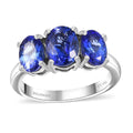 Certified & Appraised Rhapsody AAAA Tanzanite 3.30 ctw 3 Stone Ring in 950 Platinum 5.56 Grams - Sticky add to cart bar