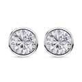 D'Joy Moissanite 1.50 ctw Solitaire Stud Earrings in Rhodium Over Sterling Silver - Sticky add to cart bar