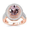 Certified & Appraised Iliana AAA Pink Morganite, SI Natural Pink and White Diamond 2.67 ctw Ring in 18K Rose Gold (Size 7.0) 6.20 Grams - Sticky add to cart bar
