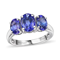Doorbuster Certified & Appraised Rhapsody 950 Platinum AAAA Tanzanite 3 Stone Ring (Size 6.0) (5.20 g) 3.30 ctw