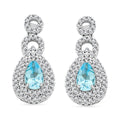 Blue Topaz and Simulated Diamond 3.85 ctw Teardrop Earrings in Silvertone - Sticky add to cart bar