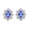Tanzanite, Diamond (0.25 cts) Stud Earrings in Rhodium Over Sterling Silver 1.20 ctw - Sticky add to cart bar