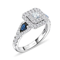 Modani 950 Platinum AAAA Blue Sapphire, White Diamond Ring (Size 10.0) (5.80 g) 1.50 ctw