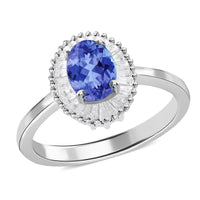 Luxoro Premium Tanzanite and G-H I1 Diamond Ring in 14K White Gold (Size 10.0) 1.00 ctw