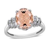 Luxoro Premium Marropino Morganite and G-H I1 Diamond Ring in 14K White Gold (Size 10.0) 2.50 ctw