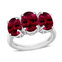 Rhapsody AAAA Ouro Fino Rubellite 5.00 ctw 3 Stone Ring in 950 Platinum 7.20 Grams