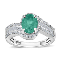 Luxoro Premium Kagem Zambian Emerald and G-H I1 Diamond Ring in 14K White Gold (Size 10.0) 4.20 Grams 1.55 ctw