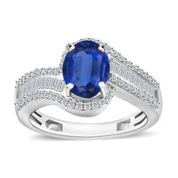 Luxoro Premium Kanchanaburi Blue Sapphire and G-H I1 Diamond Ring in 14K White Gold (Size 10.0) 4.20 Grams 1.75 ctw