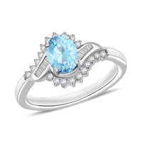 Luxoro Premium Mangoro Aquamarine and G-H I1 Diamond Ring in 14K White Gold (Size 10.0) 1.06 ctw