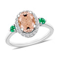 Luxoro Premium Marropino Morganite, Boyaca Colombian Emerald and G-H I1 Diamond Ring in 14K White Gold (Size 10.0) 1.65 ctw - Sticky add to cart bar