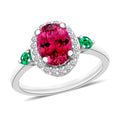 Luxoro Premium Ouro Fino Rubellite, Boyaca Colombian Emerald and G-H I1 Diamond Ring in 14K White Gold (Size 10.0) 1.65 ctw - Sticky add to cart bar
