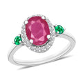 Luxoro Premium Mozambique Ruby, Boyaca Colombian Emerald and G-H I1 Diamond 1.95 ctw Ring in 14K White Gold (Size 10.0) - Sticky add to cart bar