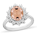 Luxoro Premium Pink Morganite and G-H I1 Diamond 5.30 ctw Ring in 14K White Gold 4.30 Grams - Sticky add to cart bar