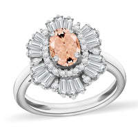 Luxoro Premium Pink Morganite and G-H I1 Diamond Ring in 14K White Gold (Size 10.0) 1.60 ctw