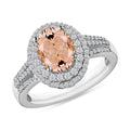 Luxoro Premium Pink Morganite and G-H I1 Diamond Double Halo Ring in 14K White Gold (Size 10.0) 3.00 ctw - Sticky add to cart bar