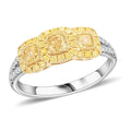 JCK Modani Closeout Natural Yellow and White Diamond (SI) 0.93 ctw Trilogy Ring in 14K White and Yellow Gold (Size 10.5) - Sticky add to cart bar