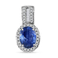 Luxoro AAA Ceylon Blue Sapphire and White Diamond I2 1.95 ctw Halo Pendant without Chain in 14K White Gold - Sticky add to cart bar