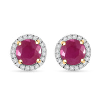 Luxoro 10K Yellow Gold AAA Montepuez Ruby, Diamond (I2) (0.22 cts) Earrings 2.40 ctw
