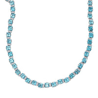 Premium Betroka Blue Apatite and Moissanite 29.50 ctw Necklace in Rhodium Over Sterling Silver 18 Inches