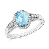 Luxoro Premium Mangoro Aquamarine and G-H I1 Diamond Ring in 14K White Gold (Size 10.5) 2.06 ctw