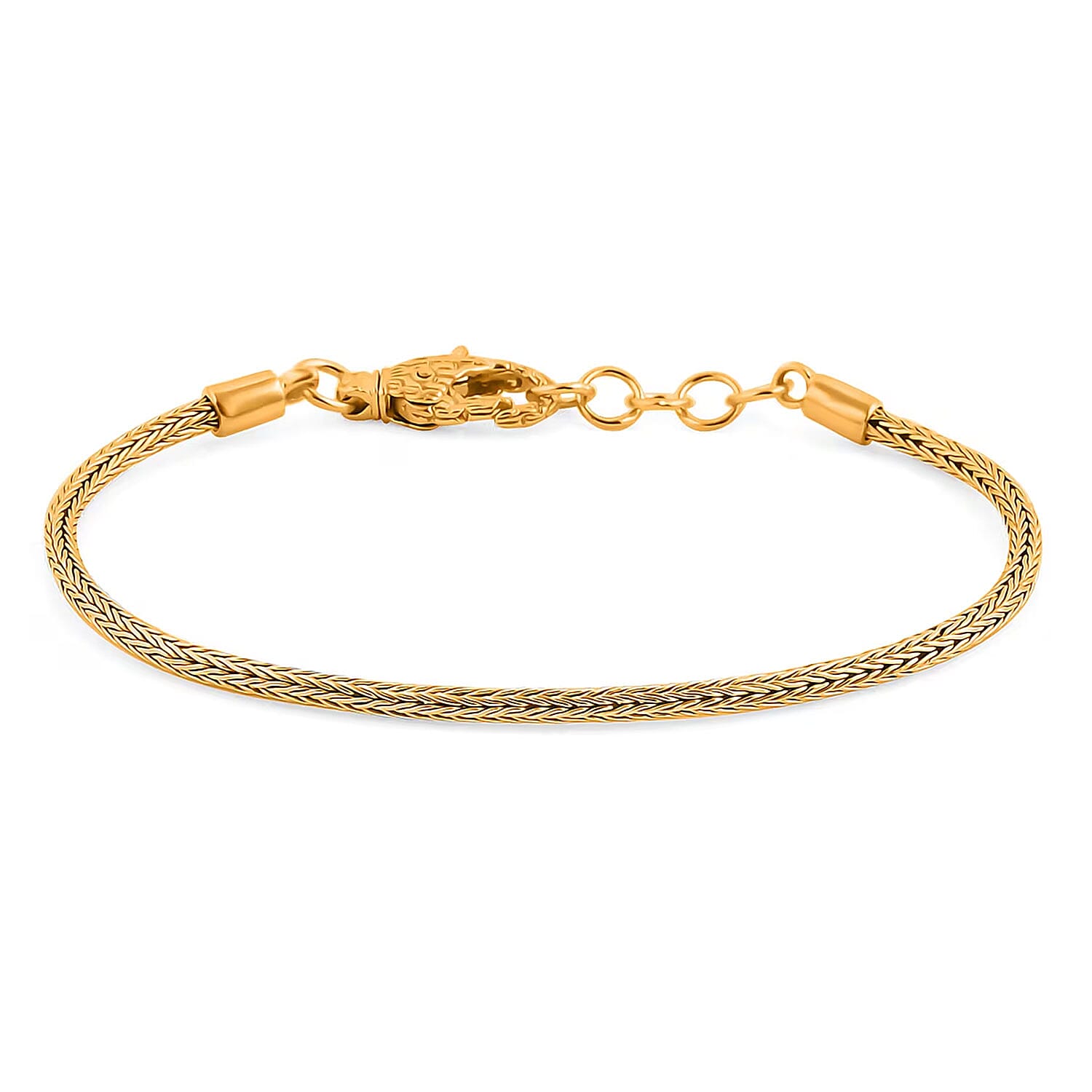 Doorbuster Bali Legacy 22K Vermeil YG Over Sterling Silver Tulang Naga Bracelet (7.25 In) (7.90 g)
