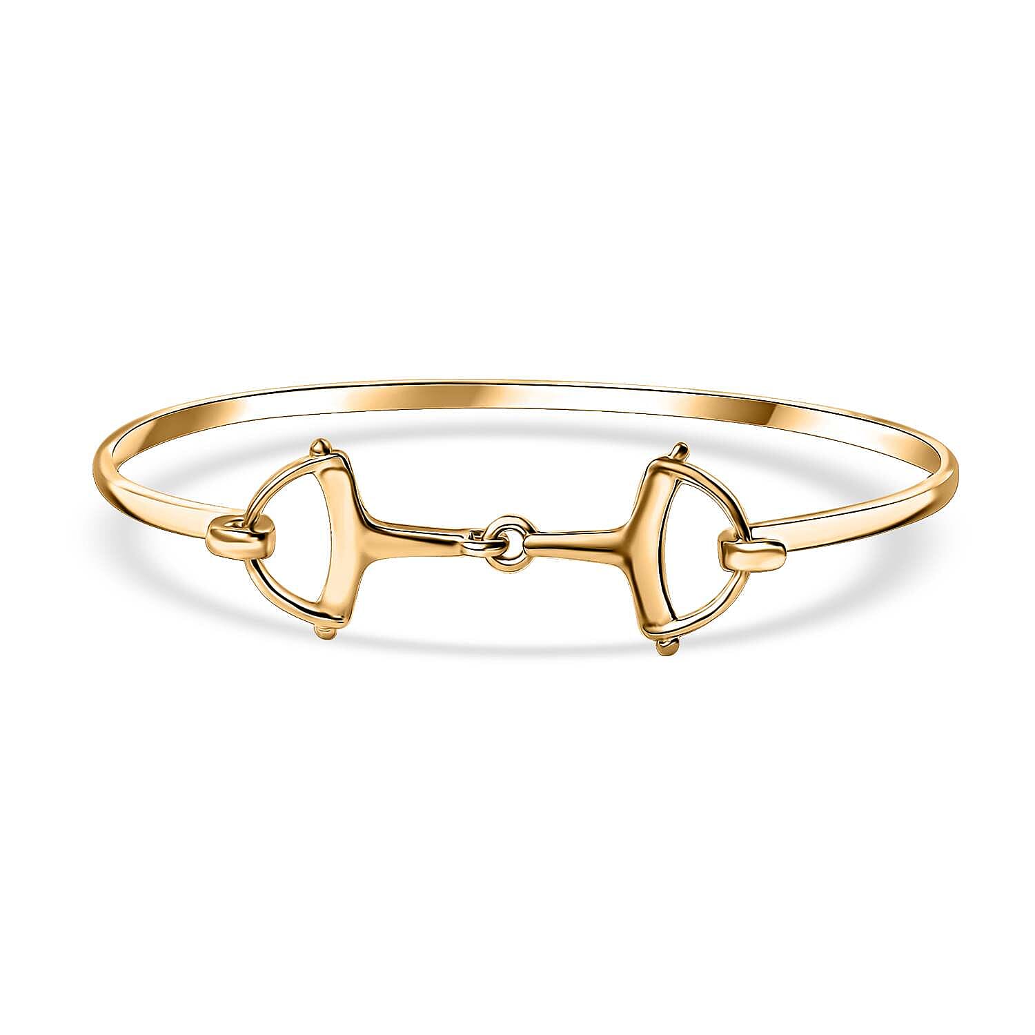 Snaffle Openable Bangle Bracelet in 18K Vermeil Yellow Gold Over Sterling Silver (7.25 In) 7.97 Grams