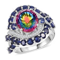 Premium Nebula Quartz Doublet, Multi Gemstone Ring in Rhodium Over Sterling Silver (Size 10.0) 10.20 ctw - Sticky add to cart bar