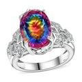 Premium Nebula Quartz Doublet, Moissanite Ring in Rhodium Over Sterling Silver (Size 10.0) 6.50 ctw - Sticky add to cart bar