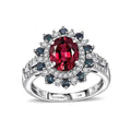 By Tony Diniz Certified and Appraised Luxoro 14K White Gold AAA Ouro Fino Rubellite, Indicolite, Diamond (G-H, I2) (0.46 cts) Ring (Size 10.0) (4.35 g) 2.78 ctw - Sticky add to cart bar