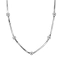 J Francis Embellished with Zirconia by Swarovski 6.40 ctw Herringbone Chain Station Necklace 18-20 Inches in Rhodium Over Sterling Silver - Sticky add to cart bar