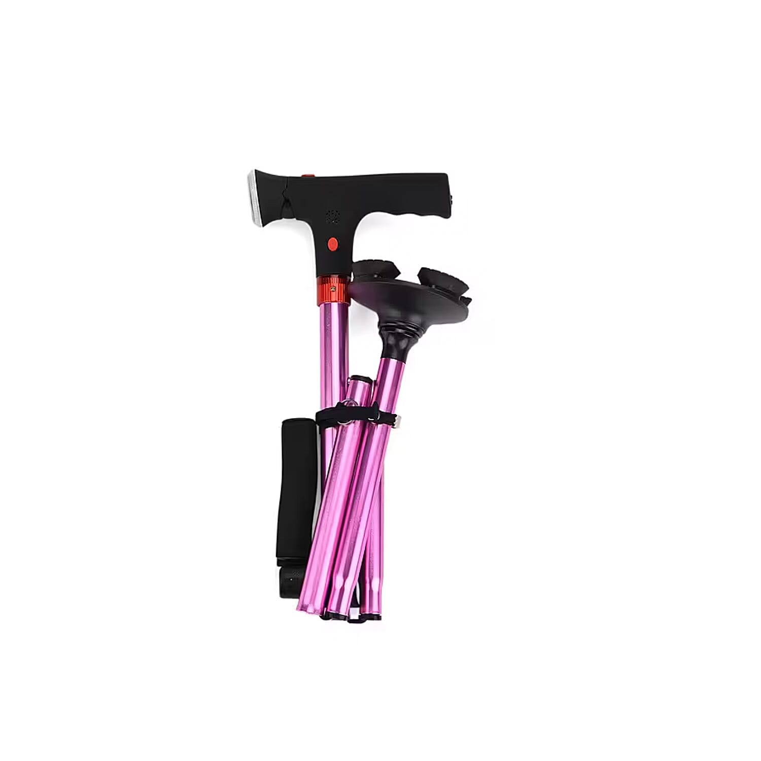Soulsmart Black 2 Handles Foldable Smart Easy Up Cane with LED Light (2xAAA Batteries Not Included)