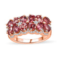 Tanzanian Blush Garnet and Moissanite 2.50 ctw Art Deco Ring in 18K Vermeil Rose Gold Over Sterling Silver - Sticky add to cart bar