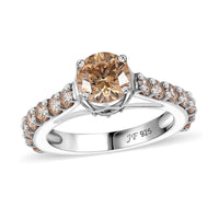 J Francis Embellished with Amber, Mint Green and Champagne Zirconia by Swarovski Crown Ring in Rhodium Over Sterling Silver (Size 10.0) 3.60 ctw
