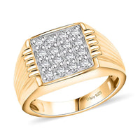 Luxuriant Lab Grown Diamond Crest Men's Ring in Sterling Silver