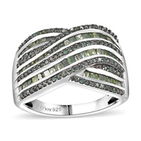 Doorbuster Blue Diamond (IR) Ring in Rhodium Over Sterling Silver (Size 10.0) 1.00 ctw