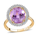 Premium Martha Rocha Kunzite, Diamond (0.31 cts) Ring in 18K Vermeil YG Over Sterling Silver (Size 7.0) 4.65 ctw - Sticky add to cart bar
