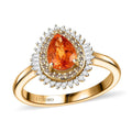 Luxoro 14K Yellow Gold AAA Fanta Garnet, Natural Champagne and White Diamond (I2) (0.30 cts) Autum Forest - Sunburst Ring (Size 8.0) 1.50 ctw - Sticky add to cart bar