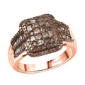 Natural Champagne Diamond 1.00 ctw Ring in 18K Vermeil Rose Gold Over Sterling Silver - Sticky add to cart bar