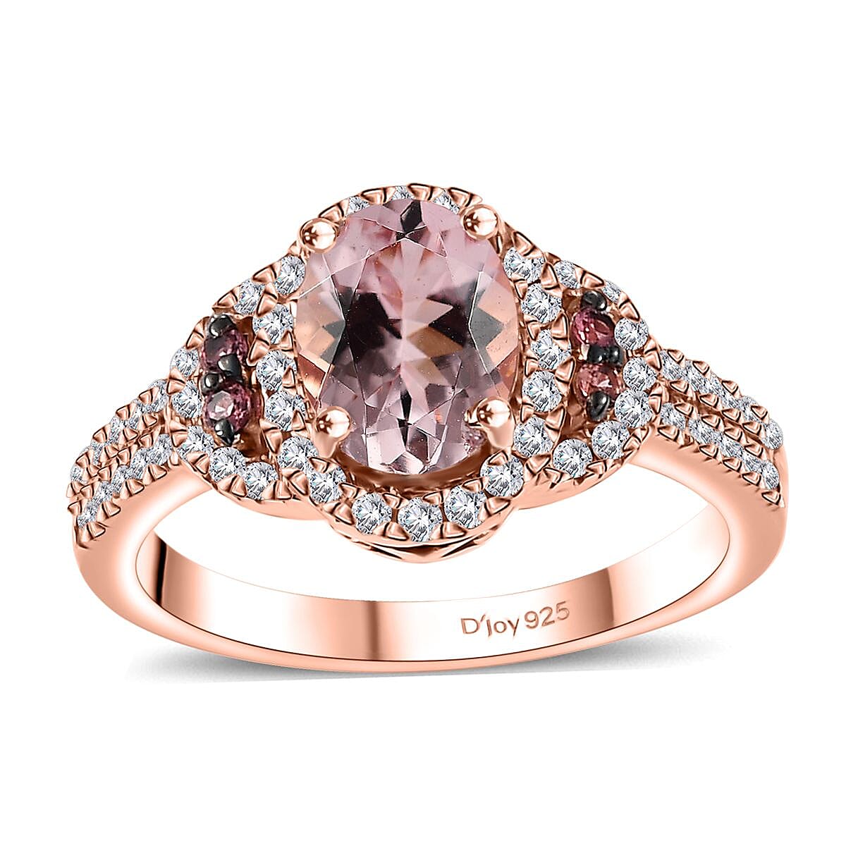 Doorbuster Premium Pink Morganite, Multi Gemstone Sunset Rose Ring in 18K Vermeil RG Over Sterling Silver (Size 7.0) 1.80 ctw