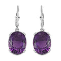 Doorbuster African Amethyst and White Zircon 26.00 ctw Earrings in Rhodium Over Sterling Silver - Sticky add to cart bar