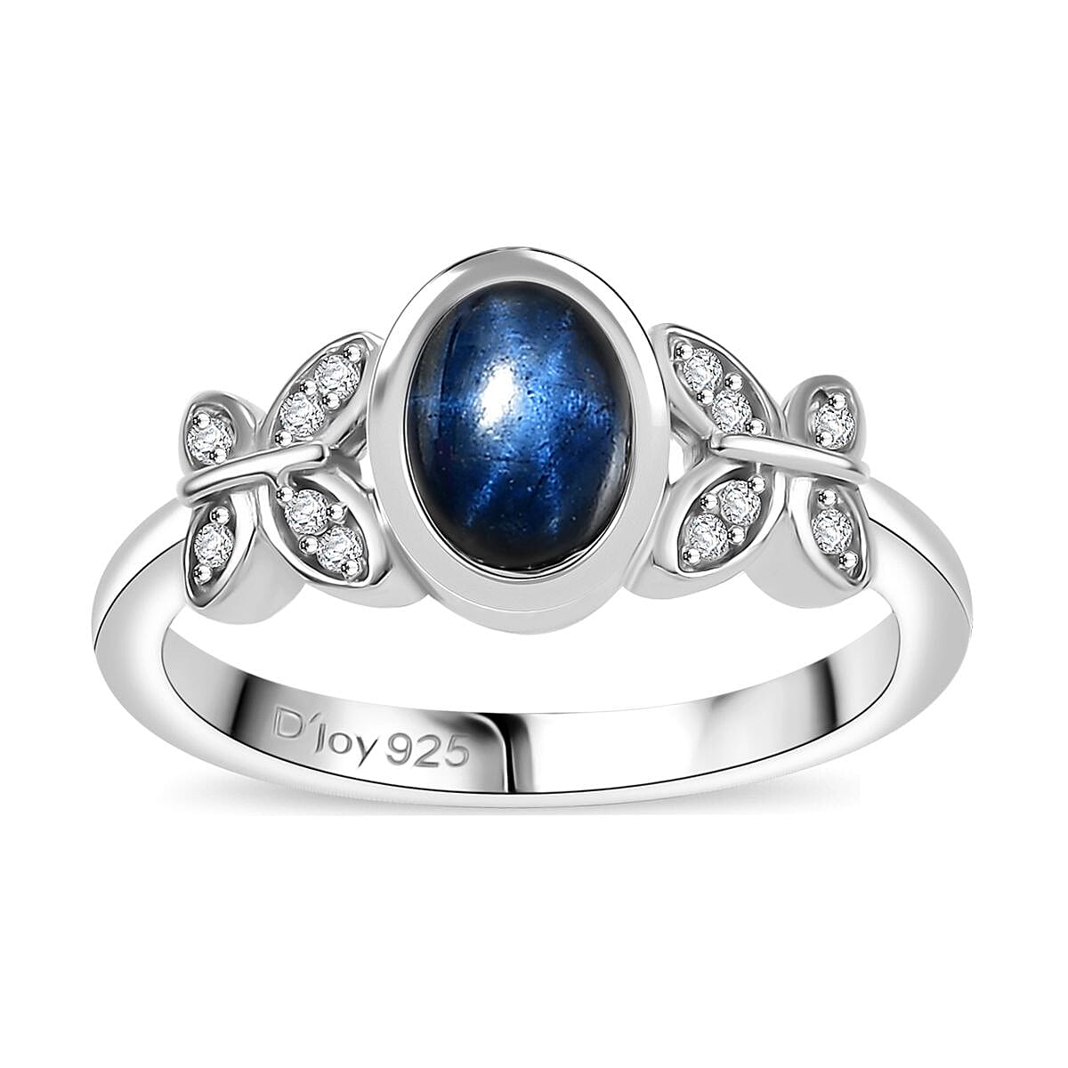 Blue Star Sapphire (DF), White Zircon Ring in Rhodium Over Sterling Silver (Size 10.0) 1.50 ctw