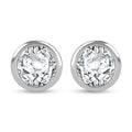 Moissanite (Rnd 6mm) Solitaire Stud Earrings in Rhodium Over Sterling Silver 1.50 ctw - Sticky add to cart bar