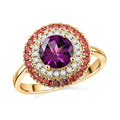 Luxoro 10K Yellow Gold AAA Radiant Ember Garnet, Padparadscha Sapphire, Diamond (G-H, I2) (0.16 cts) Ring (Size 10.0) (4.35 g) 2.15 ctw - Sticky add to cart bar